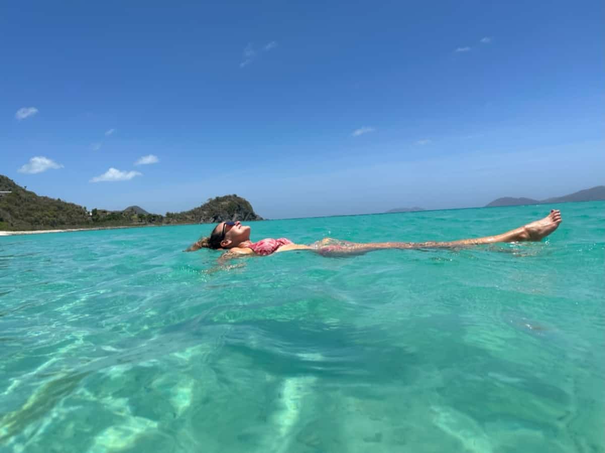 Floating in water at Smugglers Cove