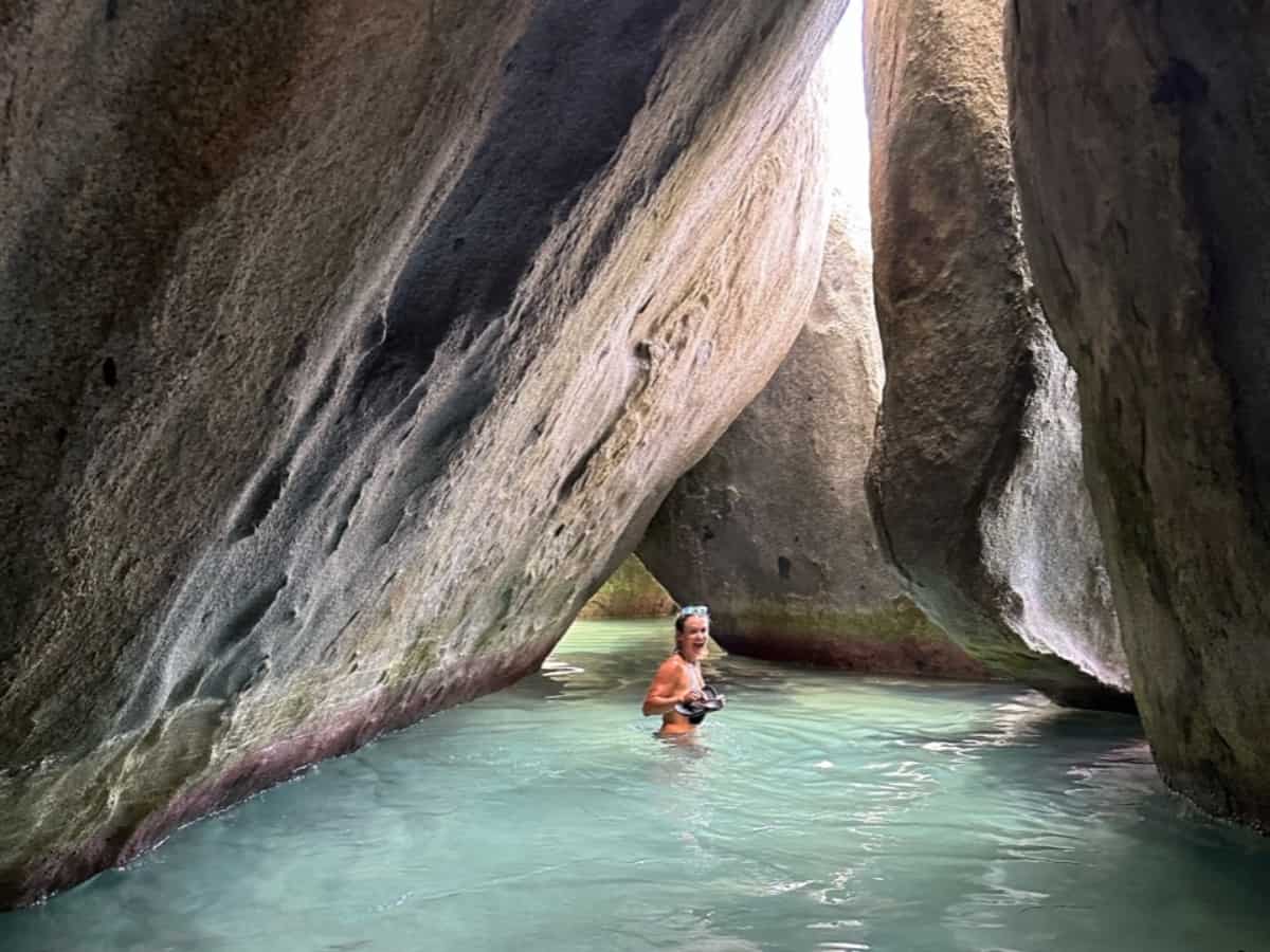 Swimming at the Baths in Virgin Gorda